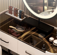 Coiffeuse moderne minimaliste européenne en bois de bouleau massif avec éclairage LED, ensemble modulaire en acier inoxydable pour chambre et salle de bain