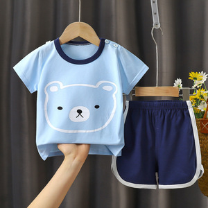 Conjunto de ropa de algodón con estampado de oso de dibujos animados para bebés, niños pequeños, traje de 2 piezas para recién nacidos de 0 a 6 meses y 6 a 9 meses - Product Image 5