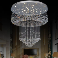 Lustre Moderne Grand Hôtelier de Luxe, Plafonnier Rond pour Villa, Hall de Mariage, Escalier, Suspension en Cristal Transparent