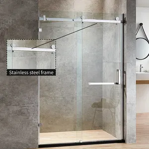 Vetro temperato senza cornice bagno bagno impermeabile cabina doccia vetro slding porta doccia
