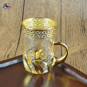 Set di Tazze da Tè Turche in Vetro Placcato Oro, Regalo Arabo Ottomano, 12 Pezzi con Supporti, <span class=keywords><strong>Bicchieri</strong></span> con Rilievi, Copas De Te Cafe - Product Image 3