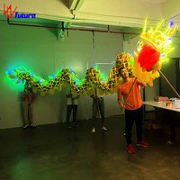 Costume de danse du dragon de taille étudiante avec lumière LED, nouveau design amusant pour le Nouvel An chinois, 9 mètres