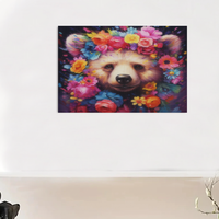 Pour Chenistory DIY Diamant Broderie Kit Plein Ours Rond Animal Portrait Mosaïque Fleurs Artisanat Art Vente Diamant Peinture