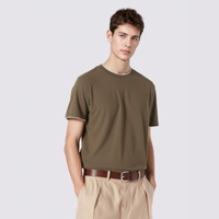 T-shirt Homme Slim Fit Style Old Money en Maille Coton-Lin Effet Deux Pièces Col Rond Manches Courtes Luxe Léger et Minimaliste