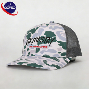 QZFSO Wholesale Custom High Quality Printing logo Summer 6 Panels Camo Baseball Cap Embroidery Mesh Hip Hop Trucker Hats for Men - Product Image 1