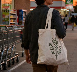 Túi đeo vai hình nấm Harajuku in theo yêu cầu YASEN, túi mua sắm bằng vải <span class=keywords><strong>canvas</strong></span>, thời trang, giản dị, chất liệu cotton, màu đen - Product Image 3