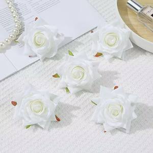 9cmの人工ベルベットローズヘッドフラワー、人工ローズフラワー、プリザーブドレッドベルベットローズヘッド、結婚式や家の装飾に - Product Image 2