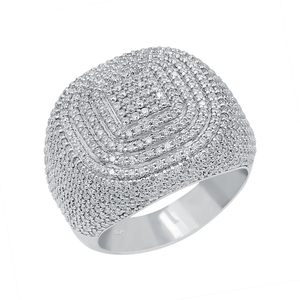 Luxury Fashion Moissanite Ring in 925 Sterling <b>Silver</b> Featuring Radiant Pave Setting for Men and Women Jewelry Collections - Product Image 3