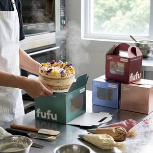 Caja para Rebanadas de Pastel Resistente a la Grasa, con Asa y Ventana, Impresión Personalizada, Empaque de Cartón para Repostería, para Postres como el Rollo <span class=keywords><strong>Suizo</strong></span> - Product Image 1