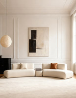 Ensemble de table à thé et de canapé en forme d'arc semi-circulaire minimaliste italien pour salon de beauté ou magasin de vêtements, ensemble de canapé en tissu Sheneyr