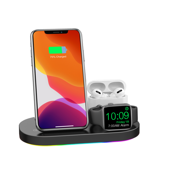 15W Foldable Wireless Charger Stand Quick 3-in-1 Portable Phone Charging Station for Apple for iPhone 10W Output Power 9V/2A Inp