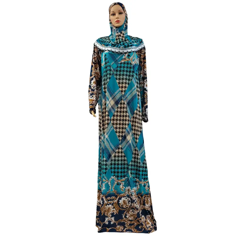 1 adet müslüman başörtüsü Abaya Maxi elbise kadınlar namaz giysi Dubai sıcak zarif mütevazı Jibab İslam çiçek Djellaba kaftan elbise