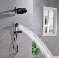 Ensemble de douche mural noir encastré à effet pluie, robinet de douche avec affichage numérique, moderne, en laiton, avec cartouche céramique encastrée – Vente chaude