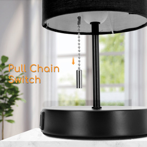 Aigostar lampada da comodino 2 porte di ricarica USB tirare interruttore ABS corpo Base in metallo Touch Dimming per camere da letto ingresso studio 5V - Product Image 4