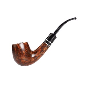 MUXIANG Briar Wood Smoking Pipe Bent Type Handmade Tobacco Pipe With Brass Rings For Reading - Product Image 3