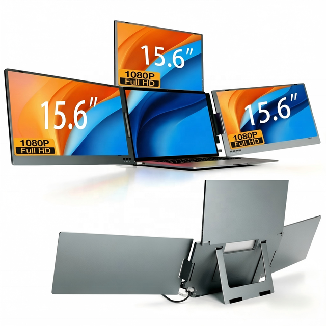 15.6 Inch Triple Laptop Screen Extender FHD 1080P IPS Portable Monitor for Laptops Dual Side Expanding Triple Monitor Display