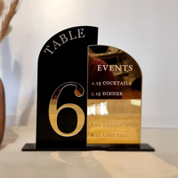 Numéros de table de mariage personnalisés en acrylique durable, arqués, givrés, dorés, avec panneau de menu, impression UV/sérigraphie