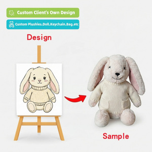 Jouets en peluche personnalisés, poupée lapin aux longues oreilles portant un mini pull, cadeaux sur le thème de Pâques, 5 étoiles, peluches personnalisées de personnages solaires - Product Image 1