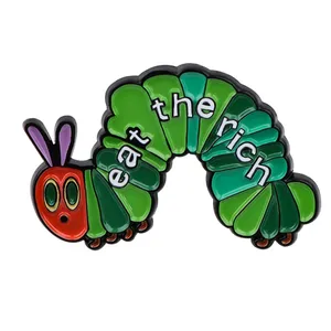 Pin de esmalte socialista Eat the Rich Broche Pines Caterpillar Pins de solapa Insignia en mochila Accesorios de ropa Regalos de joyería divertidos - Product Image 1