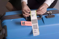 Étiquettes de bagages personnalisées de haute qualité, durables, imperméables, écologiques, autocollantes, thermiques, en rouleau, papier adhésif personnalisé