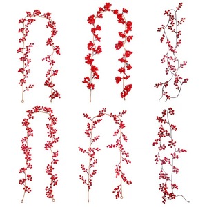 Guirlande de baies rouges artificielles Deok-sun pour Noël, 1,8-1,9 m, décoration florale en soie pour la maison, les mariages et l'extérieur - Product Image 5