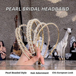 Serre-têtes en perles faites à la main personnalisés en gros, ornements capillaires de style européen et américain avec fleurs pour accessoires de mariée - Product Image 2