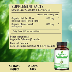 Cápsulas de Musgo Marino de Marca Privada de 1600 mg, Suplemento Dietético, Apoya el Sistema Inmunitario y Mejora la Salud Corporal - Product Image 6