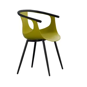 सबसे अच्छा बेच आउटडोर फर्नीचर ergonomic प्लास्टिक armrest कुर्सी बगीचे कुर्सी के साथ क्रोम धातु पैर
