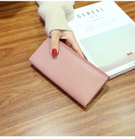 Dompet Panjang Wanita ALW0010 Desain Fashion dari Kulit PU dengan Pegangan Pergelangan Tangan, Tempat Ponsel Portabel dengan Penutup Kancing dan Poliester