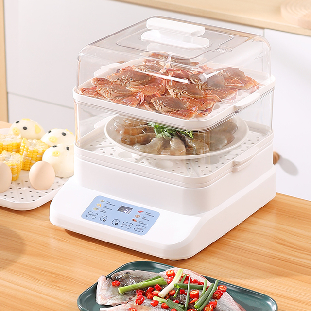 2023 Multi-Purpose 1/2/3 Layer Kitchen Digital Smart Warmer Cooker Fish/Corn/Milk/Egg/Dim Sum/Dumpling/Electric Food Steamers