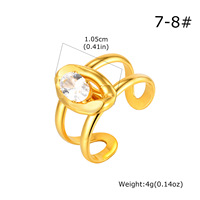 Anillo Abierto de Doble Capa con Circonitas, Chapado en Oro de 18K, Estilo Blogger de Internet, de Acero Inoxidable