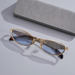 Vintage Y2K Style Small Oval <b>Sunglasses</b> Women Men Thin Metal Frame Trendy Streetwear Sun Glasses Wholesale Custom Logo - Product Image 5