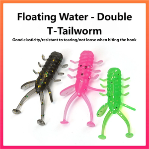 Esca Artificiale Morbida in PVC a Doppia Coda a T per la Pesca a Fondo - Spigola, Pesce Mandarino, Carpa Argentata e <span class=keywords><strong>Salmone</strong></span> - Product Image 4
