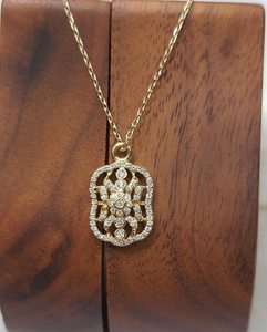 Collier pendentif fleur en diamant, collier diamant halo style vintage, pendentif floral en diamant or jaune 14 carats, cadeau pour elle - Product Image 4