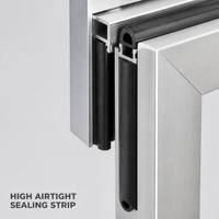 Porte à battant en alliage d'aluminium à double vitrage, surface finie étanche pour projets de villas, hôtels, salles de bain et chambres