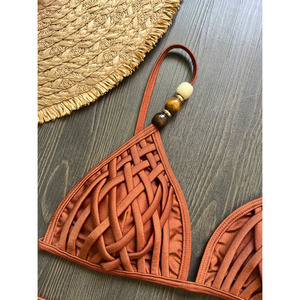 Nuevo Bikini Sexy Marrón 2026, Traje de Baño de 2 Piezas con Trenzas, Diseño Moderno, Oferta, Conjunto para Playa o Mar - Product Image 3