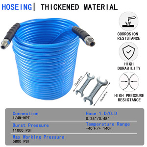 Kit de limpieza de alcantarillado con manguera resistente a la presión de 150 pies, boquillas y herramientas para limpieza de desagües - Product Image 4