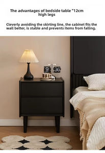 Черный прикроватный столик Delanto Modern из экологически чистого дерева с 2 ящиками и тумбой для хранения для спальни и гостиной - Product Image 3