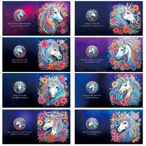 Peinture 5D Cartes de vœux Cheval Fleur Cristal Formes spéciales DIY Cartes postales d'art diamanté - Product Image 2