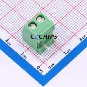 1717091 Screw Terminal Block Through hole Component (THT),P=5mm Connector ( Construction: 1x2P )( Pitch: 5mm )( Color: Green ) - Product Image 1