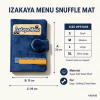 Tapis de jeu interactif pour chiens Izakaya Menu Snuffle Mat : Cachette et recherche de friandises, jouet puzzle en peluche douce pour l'entraînement olfactif, tailles S-XL