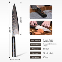 Couteau de Chef Vg10 personnalisé 8 pouces, couteau en cuivre damas cuisine Gyuto, avec poignée en résine de cuivre