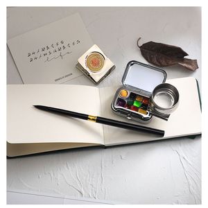 Mini kit de peinture aquarelle 12 couleurs, palette métallique portable de voyage, coffret vintage pour artistes, étudiants et croquis - Product Image 3