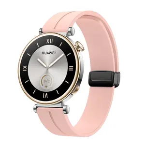 Alta Qualidade Colorido Soft Silicone Smart Watch Strap Fivela Dobrável Magnética Para HUAWEI GT4 Banda