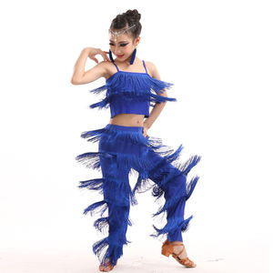 Kadın Latin dans kostümü Spandex püskül üst ve pantolon 2-Piece balo salonu Rumba Tango Salsa için Set - Product Image 4