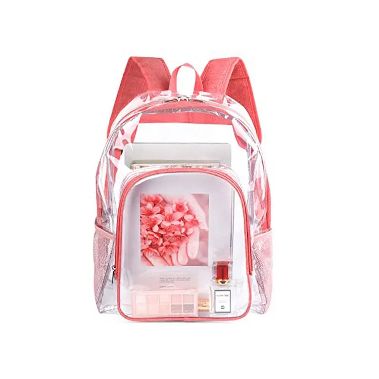 Impermeabile durevole addensare rosa plastica trasparente zaino ragazza moda PVC trasparente borsa da scuola donna trasparente zaino per Laptop