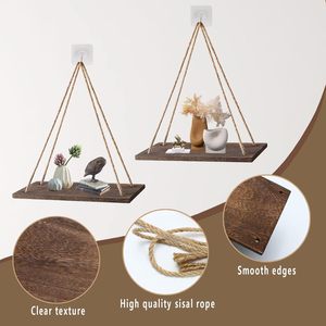 Estantes Colgantes Ajustables <span class=keywords><strong>de</strong></span> <span class=keywords><strong>Madera</strong></span> <span class=keywords><strong>de</strong></span> 2 Niveles, Color Marrón Oscuro, para Montar en la Pared, para Sala <span class=keywords><strong>de</strong></span> Estar, Cocina, Balcón, Soporte para Macetas - Product Image 4