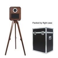 Photobooth en bois vintage noyer foncé avec flight case et support d'imprimante pour QW410 DS620 RX1
