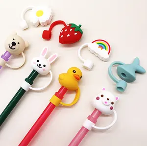 1-12PC Christmas Limited Straw Cover Reusable 8mm & 10mm Silicone Straw  Toppers