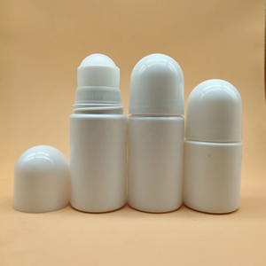 White Cylinder Roll On Bottles With Dome Caps For Personal Care Use - Product Image 5